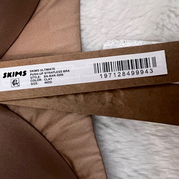 SKIMS Women's Ultimate Push-Up Strapless Bra Clay Tan BA-BAN-3208 40DD NEW - Picture 7 of 11